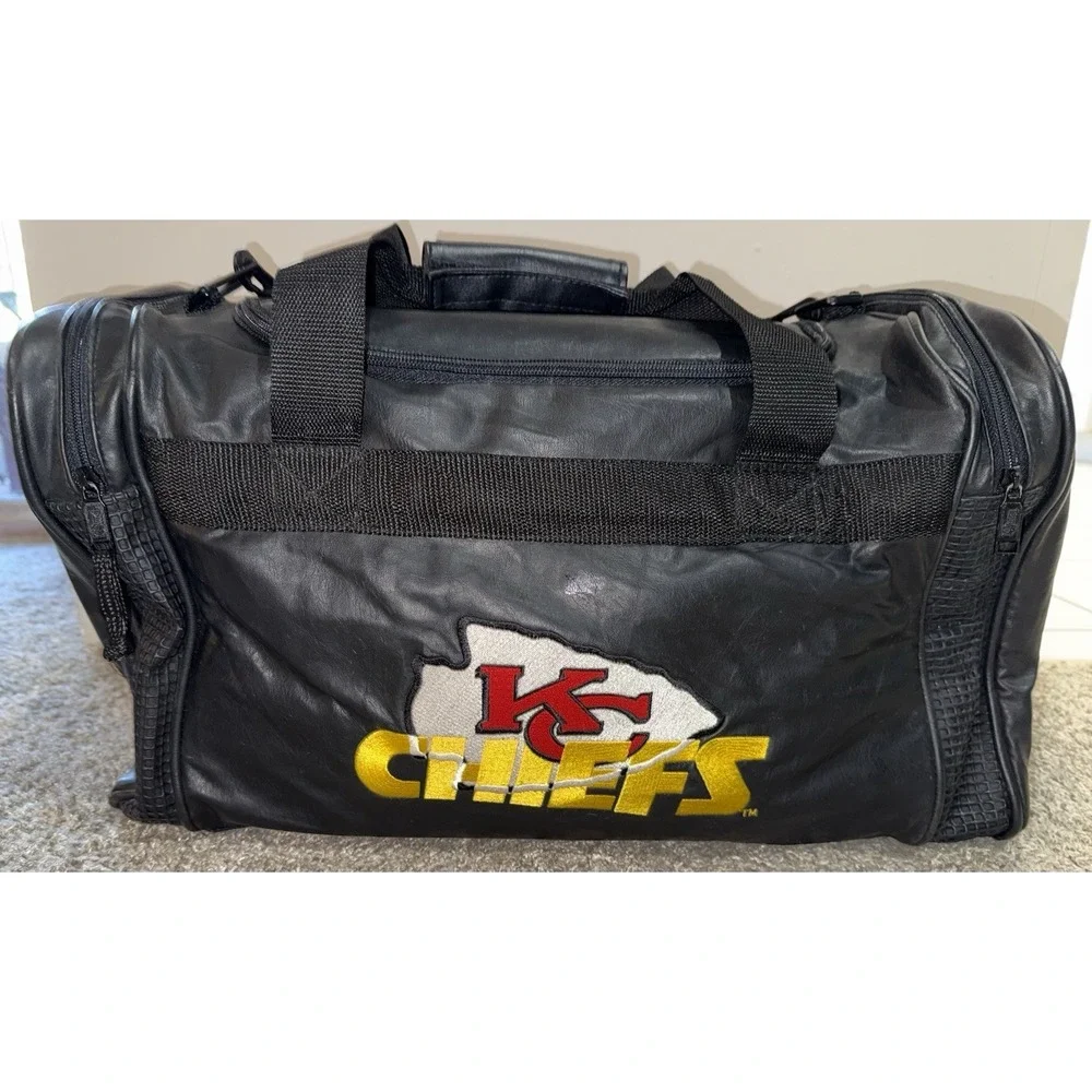 Vintage Kansas City Chiefs A.D.S. Sports NFL Faux Leather Travel Duffle Bag RARE